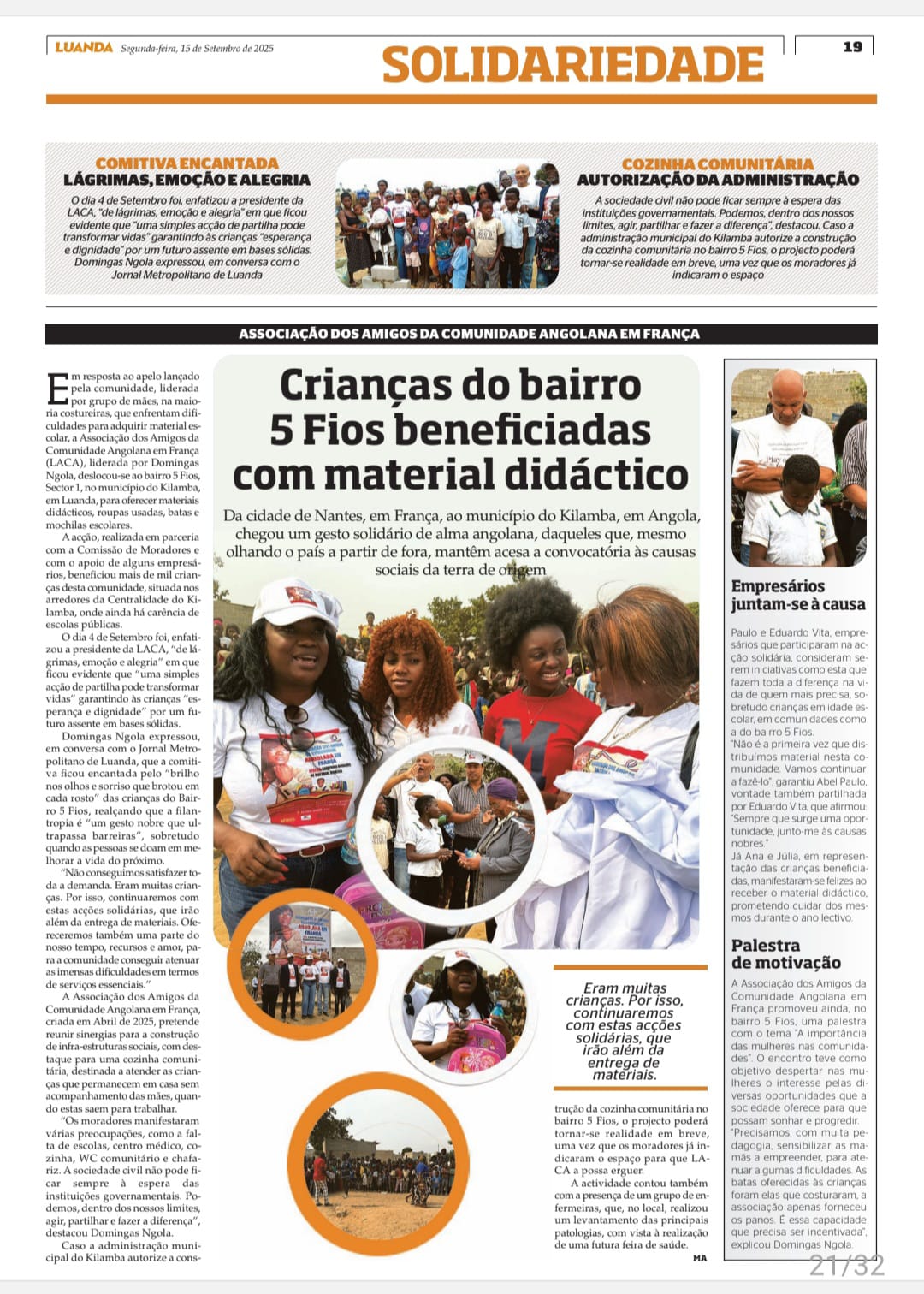 Action L.A.C.A au Bairro 5 Fios